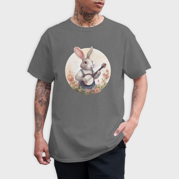 Bunny Playing Banjo Cottagecore, Tricou Barbati (Unisex)