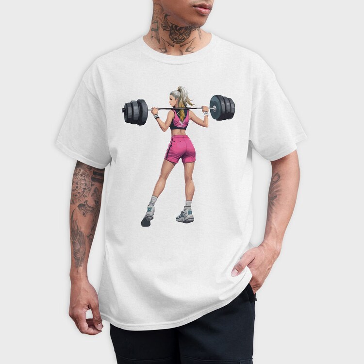 Girl Lifting Weights, Tricou Barbati (Unisex)