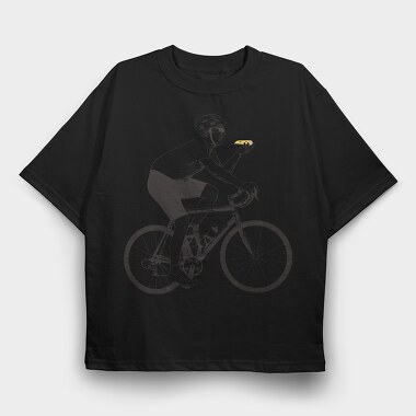 Man In Bicycle Eating Pizza Cyclist, Tricou Oversize Barbati (Unisex)