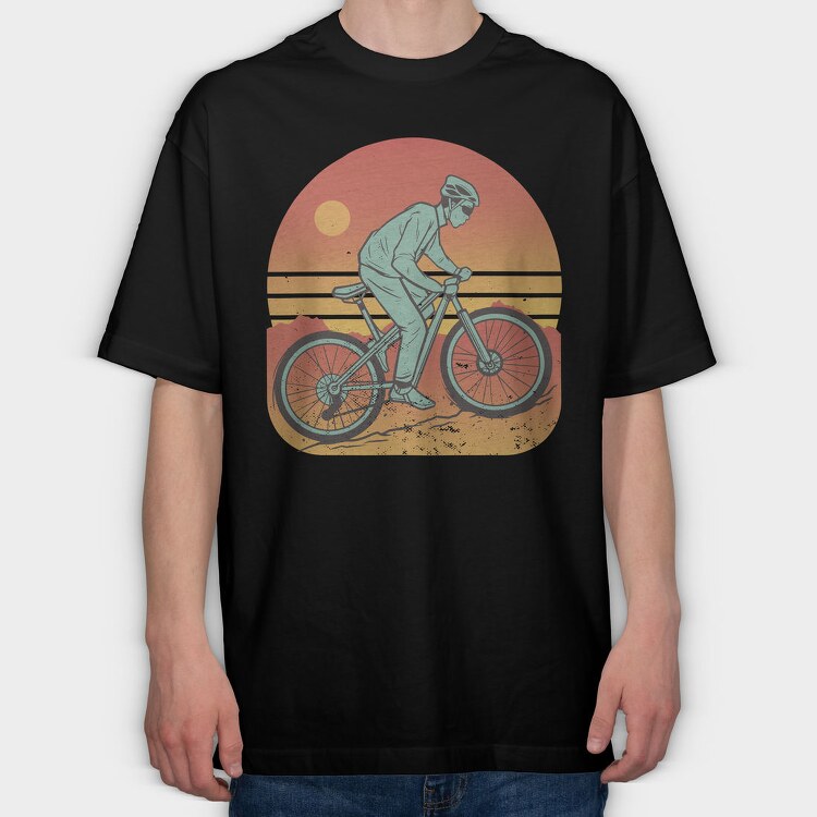 Man In Mountain Bike, Tricou Oversize Barbati (Unisex)