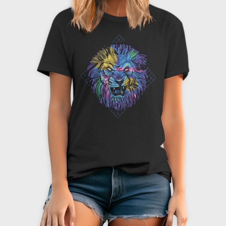 Colorful Angry Lion Vaporwave, Tricou Barbati (Unisex)