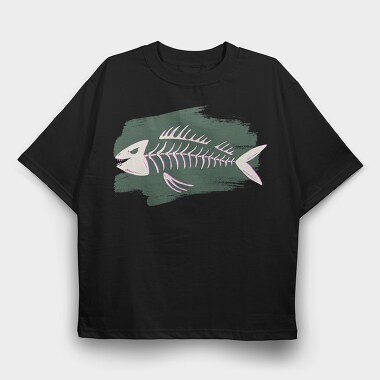 Fish Skeleton, Tricou Oversize Barbati (Unisex)