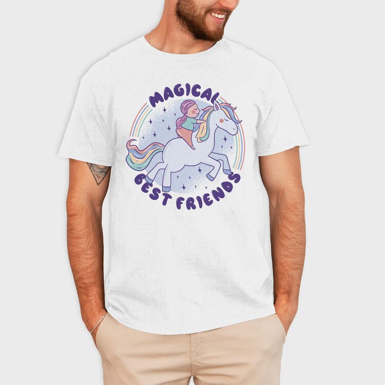 Girl And Pony Best Friend Quote Magical, Tricou Barbati (Unisex)