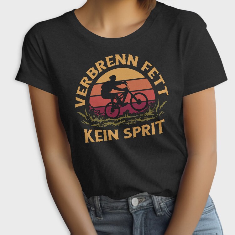 Man On Bicycle Mountain Bike Retro Sunset, Tricou Femei