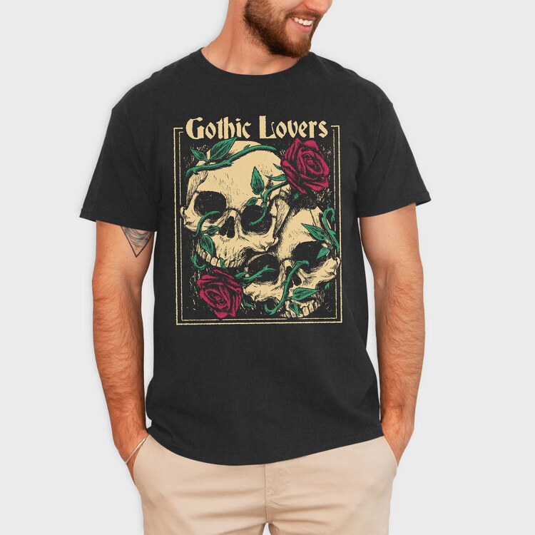 Skulls Roses, Tricou Barbati (Unisex)
