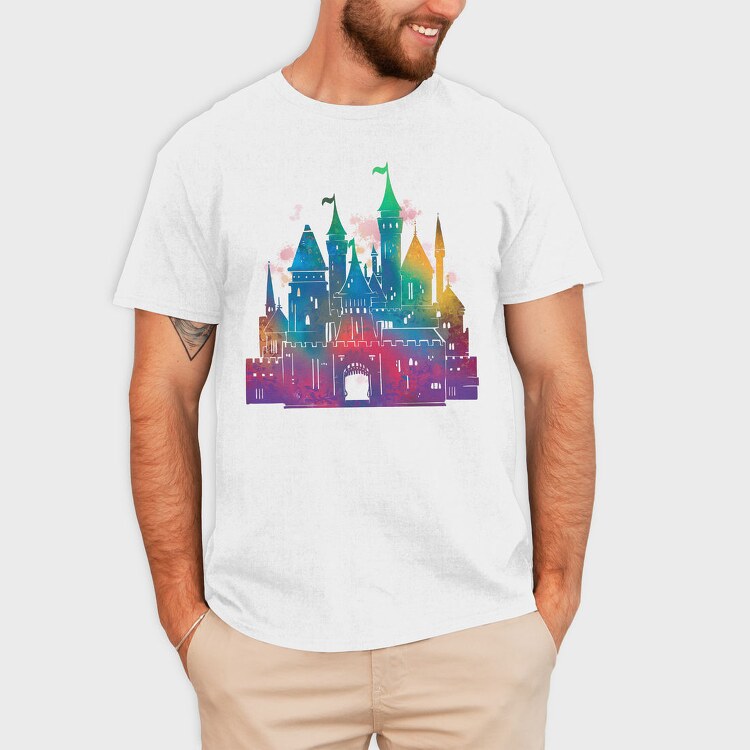 Colorful Gradient Castle Watercolor, Tricou Barbati (Unisex)