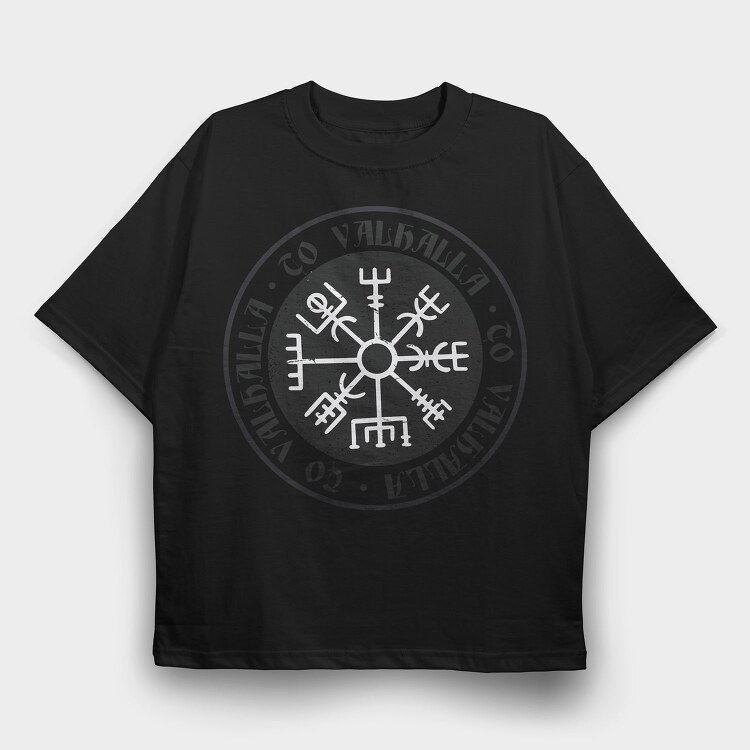 Vegvisir Compass To Valhalla, Tricou Oversize Barbati (Unisex)