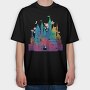 Colorful Gradient Castle Watercolor, Tricou Oversize Barbati (Unisex)