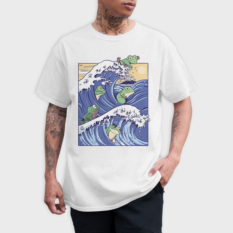 Kanagawa Wave Frogs Japanese, Tricou Barbati (Unisex)