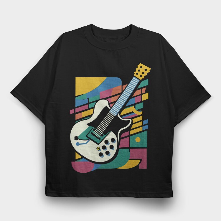 Vibrant Electric Guitar Colorful, Tricou Oversize Barbati (Unisex)