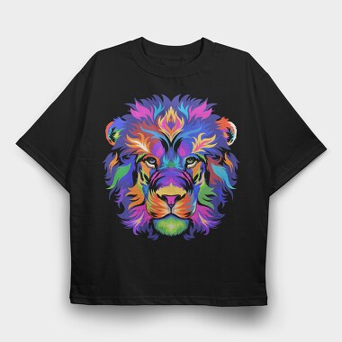 Colorful Lion Head, Tricou Oversize Barbati (Unisex)