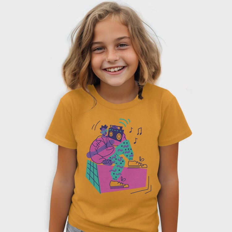 Man With Boombox Retro 80S Character, Tricou Copii