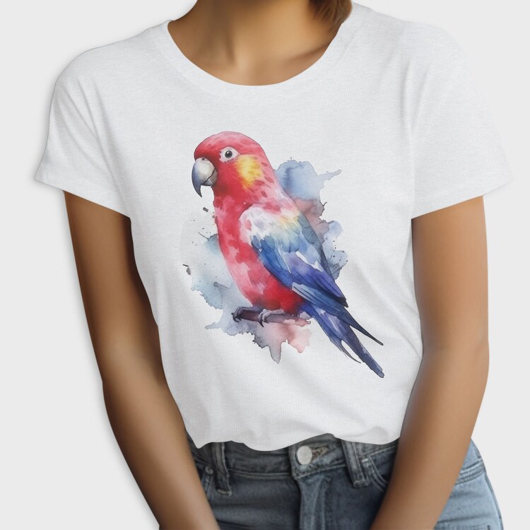 Colorful Parrot Magnificent Rosella Watercolor, Tricou Femei