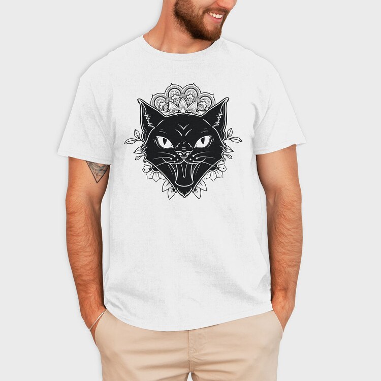 Mandala Cat Tattoo, Tricou Barbati (Unisex)