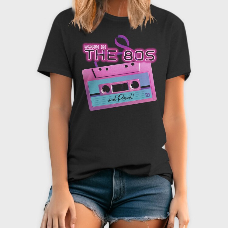 Born in the 80 S Pink Cassette, Tricou Barbati (Unisex)