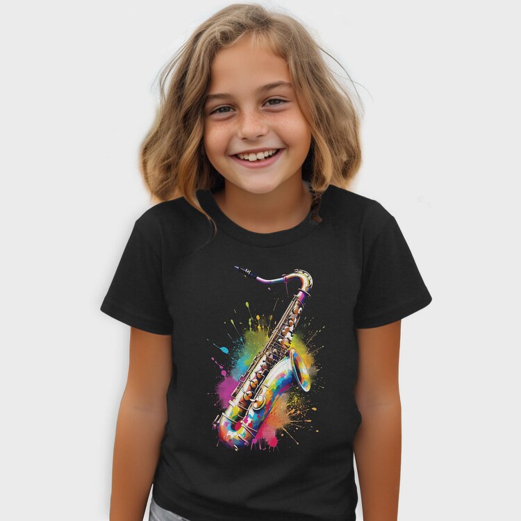 Colorful Saxophone With Splashes, Tricou Copii