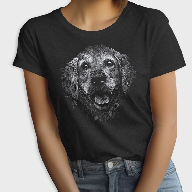 Golden Retriever Monochrome, Tricou Femei