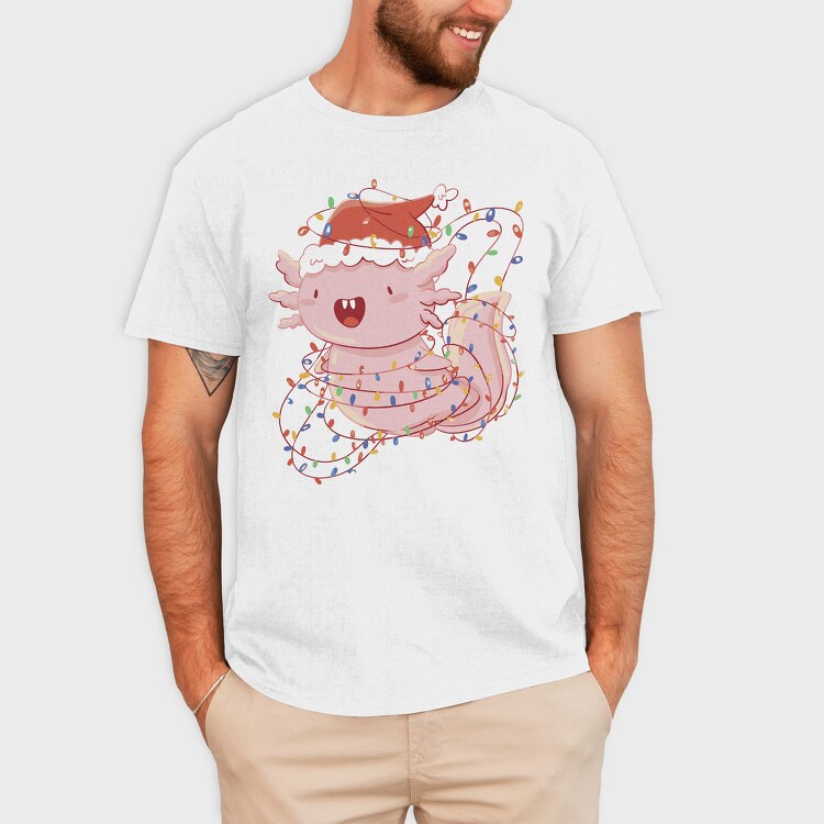 Axolotl Christmas Lights, Tricou Barbati (Unisex)