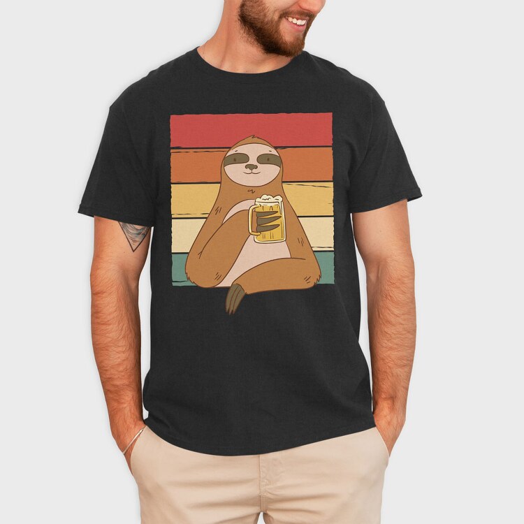 Sloth Drinking Beer, Tricou Barbati (Unisex)
