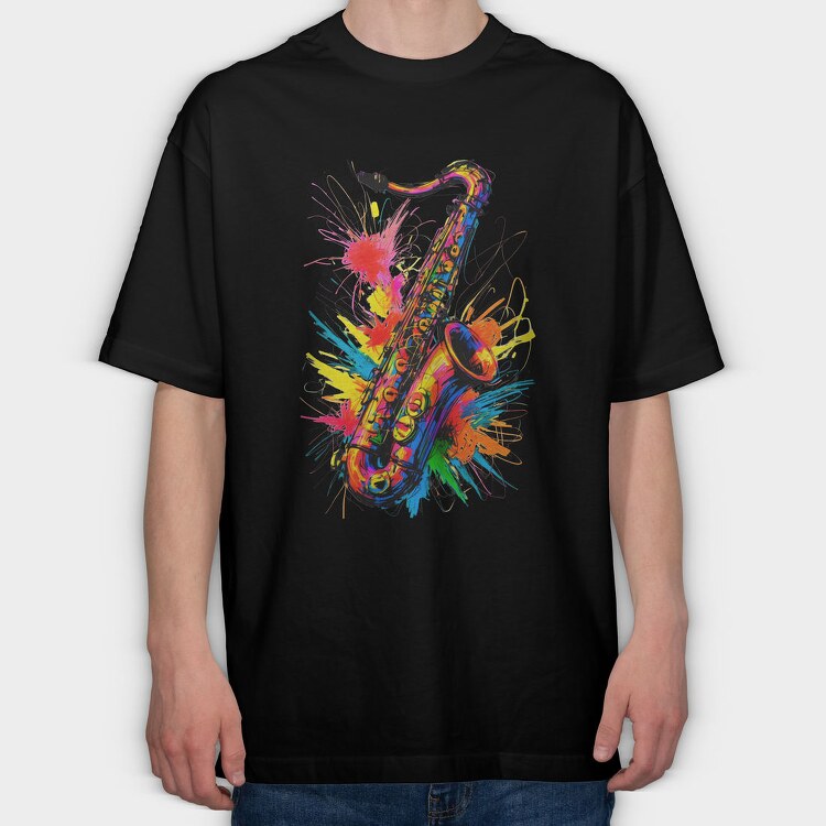 Colorful Saxophone, Tricou Oversize Barbati (Unisex)