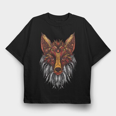 Mandala Fox Color 001, Tricou Oversize Barbati (Unisex)