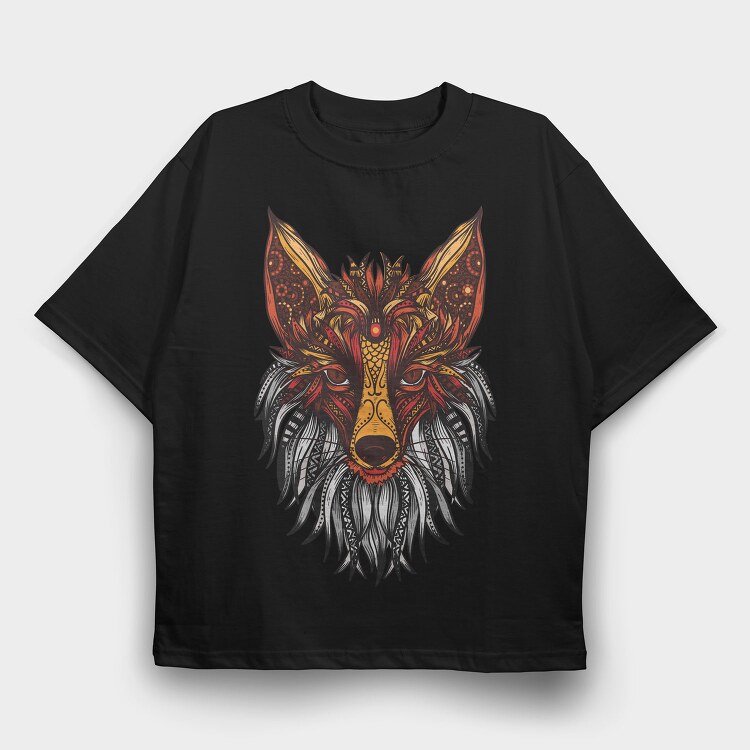 Mandala Fox Color 001, Tricou Oversize Barbati (Unisex)