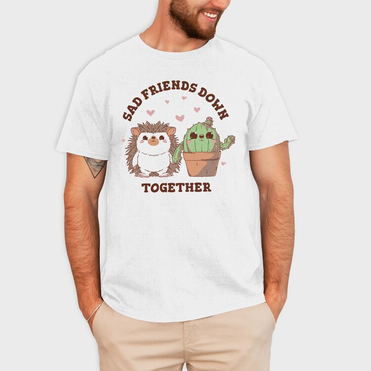 Cactus And Hedgehog Friends Cute, Tricou Barbati (Unisex)