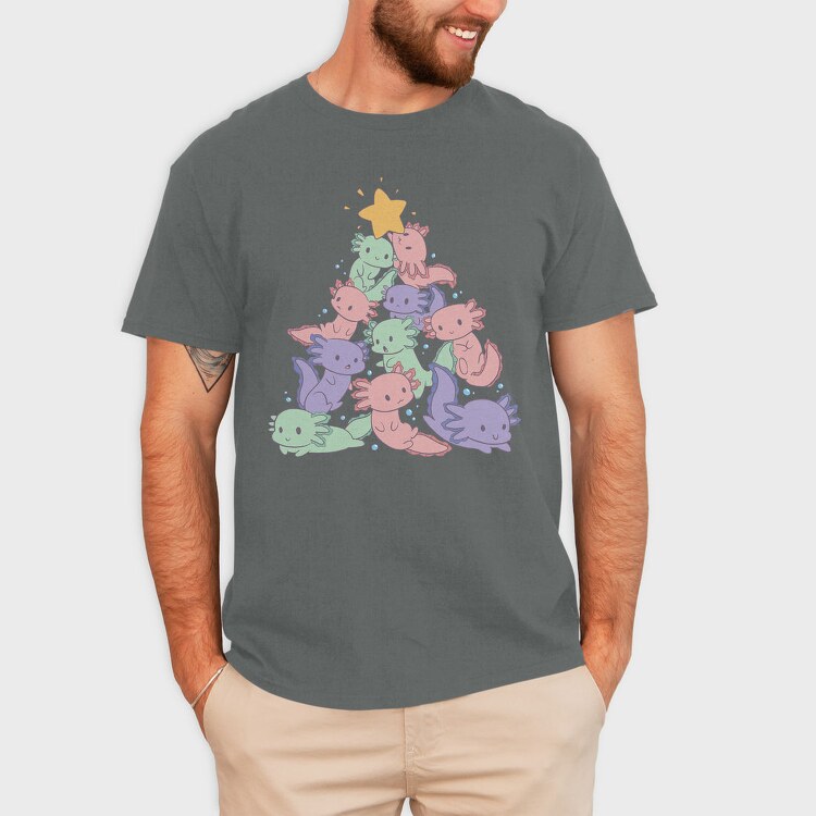 Axolotl Christmas Tree, Tricou Barbati (Unisex)