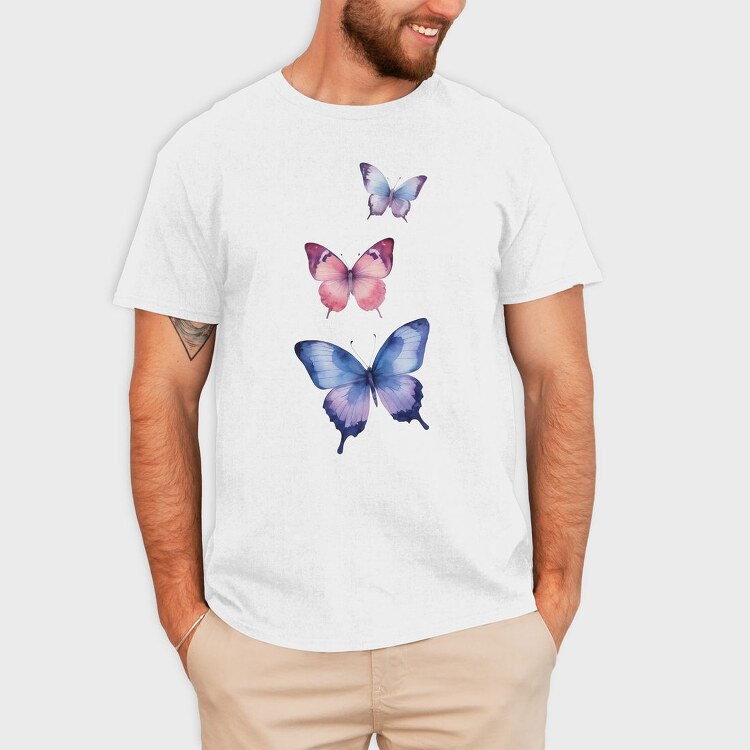 Colorful Watercolor Butterflies, Tricou Barbati (Unisex)