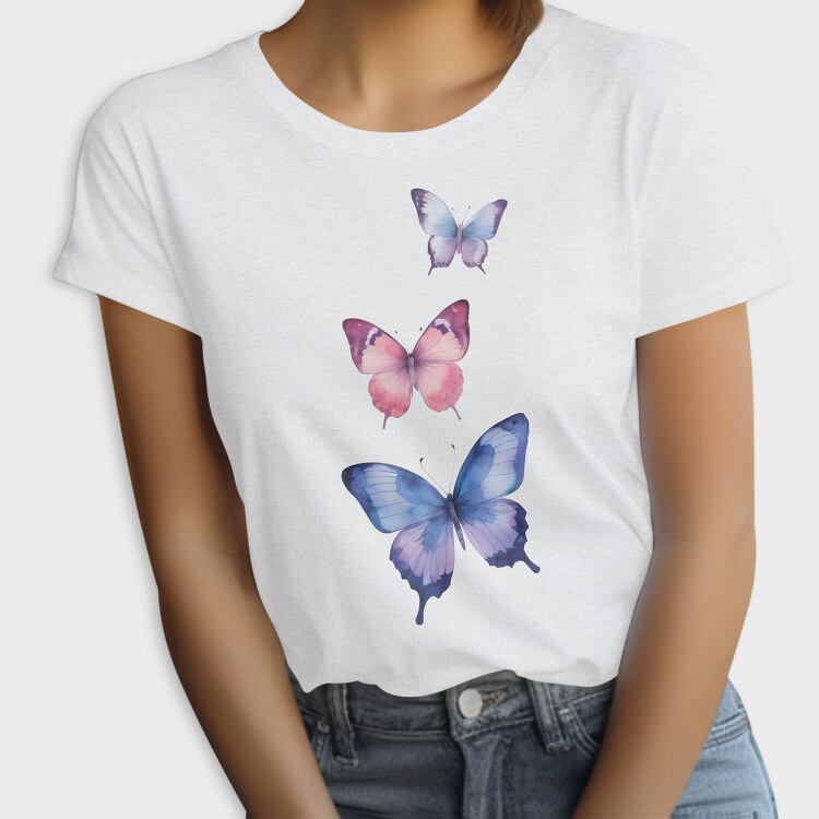 Colorful Watercolor Butterflies, Tricou Femei