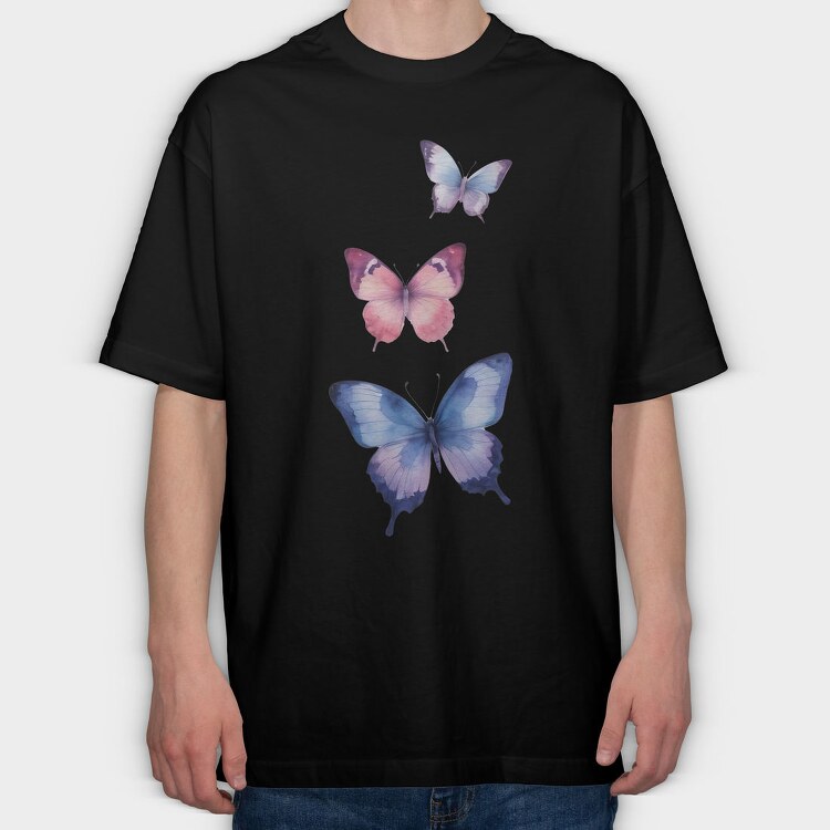 Colorful Watercolor Butterflies, Tricou Oversize Barbati (Unisex)