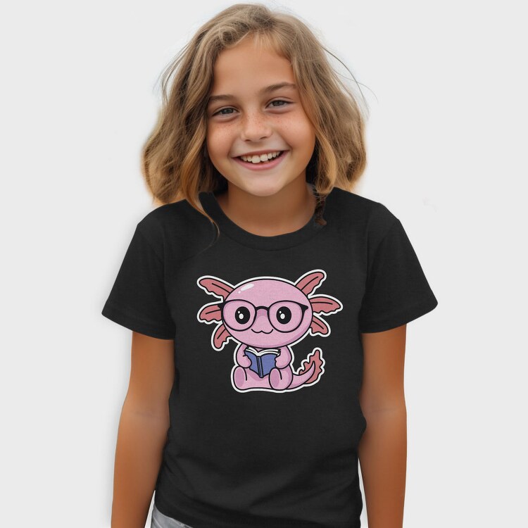 Kawaii Axolotl Reading, Tricou Copii