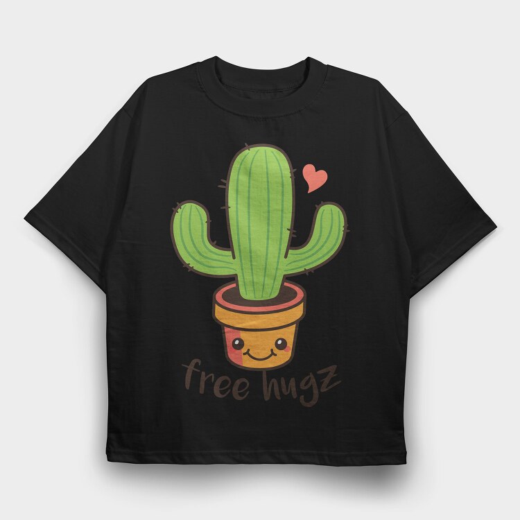 Cactus Hugs Cute 01, Tricou Oversize Barbati (Unisex)