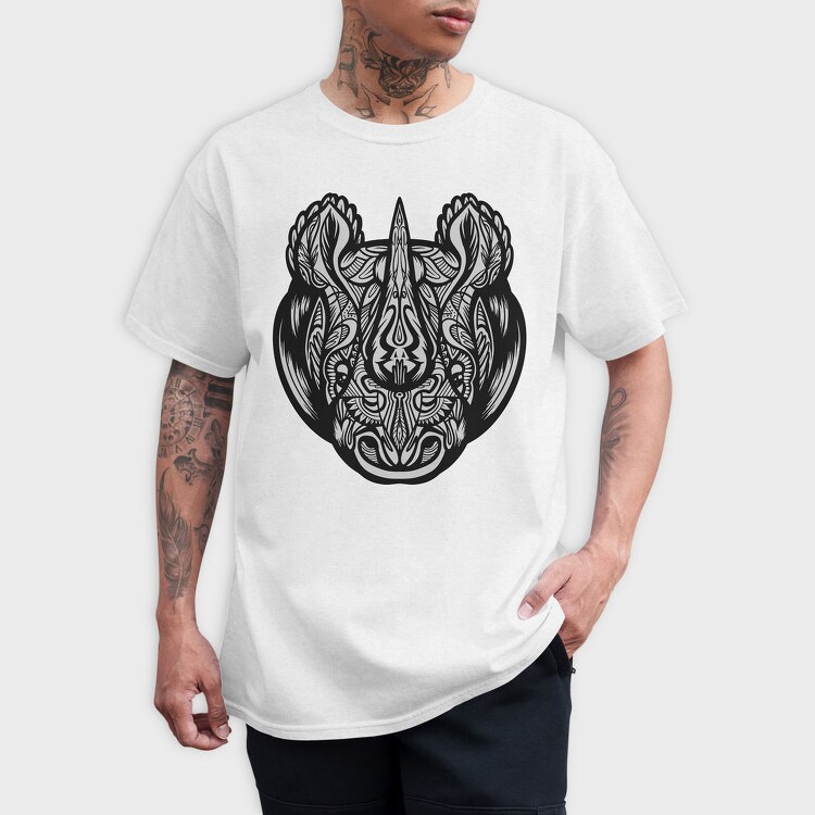 Mandala Rhino, Tricou Barbati (Unisex)