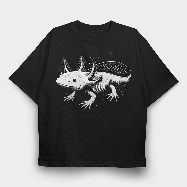 Axolotl Floating Monochrome, Tricou Oversize Barbati (Unisex)