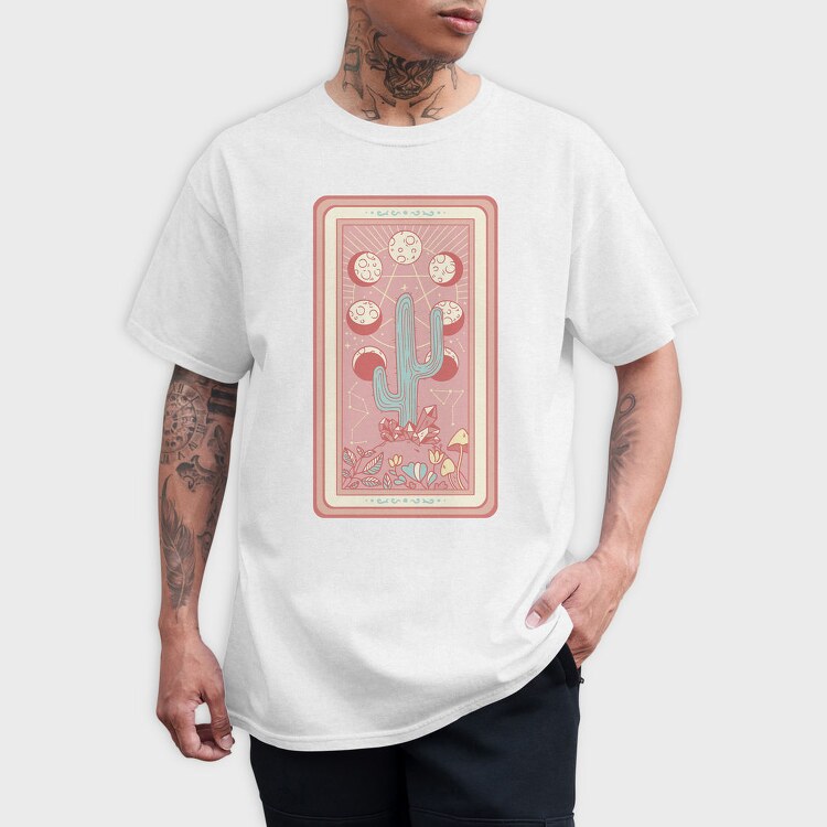 Cactus Plant Tarot Card, Tricou Barbati (Unisex)