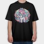 Kawaii Fairy Riding Unicorn, Tricou Oversize Barbati (Unisex)