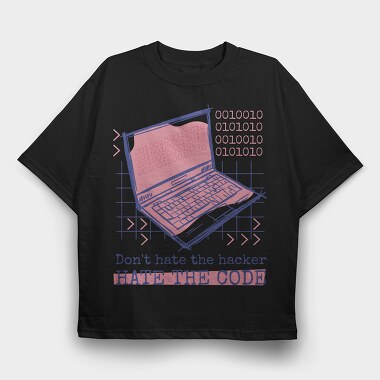 Computer Hacker Code, Tricou Oversize Barbati (Unisex)