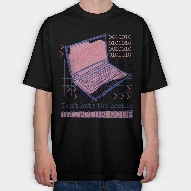 Computer Hacker Code, Tricou Oversize Barbati (Unisex)