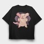 Axolotl Lifting Weights, Tricou Oversize Barbati (Unisex)