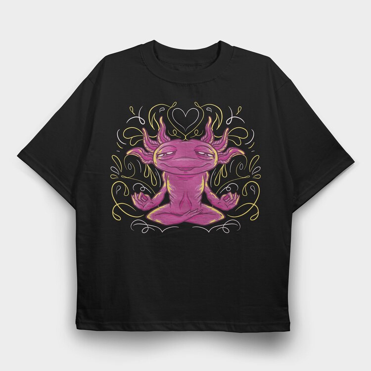 Axolotl Meditation Meditating, Tricou Oversize Barbati (Unisex)