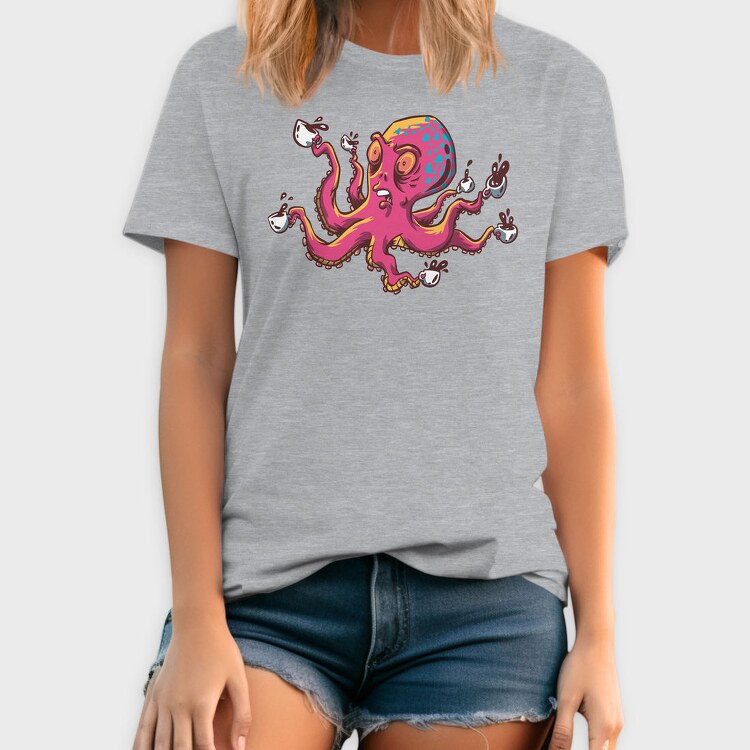Octopus With Coffee Cups, Tricou Barbati (Unisex)