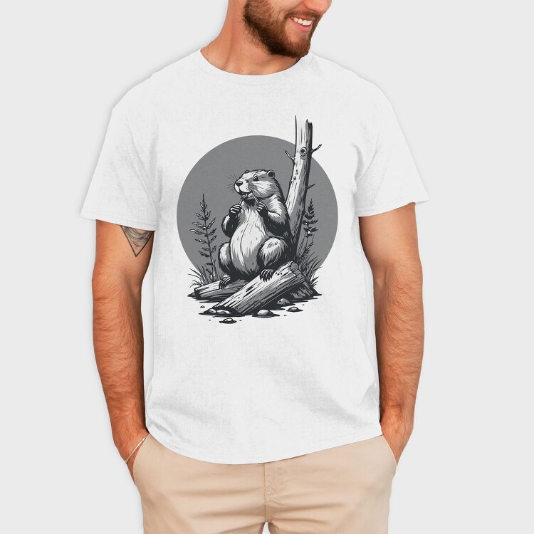 Contemplative Beaver, Tricou Barbati (Unisex)