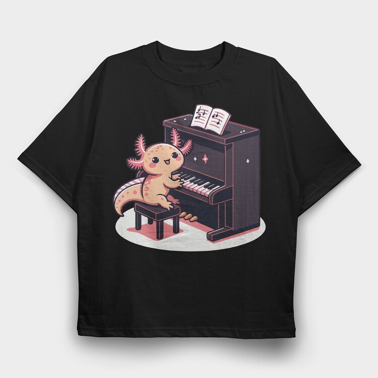 Axolotl Pianist, Tricou Oversize Barbati (Unisex)
