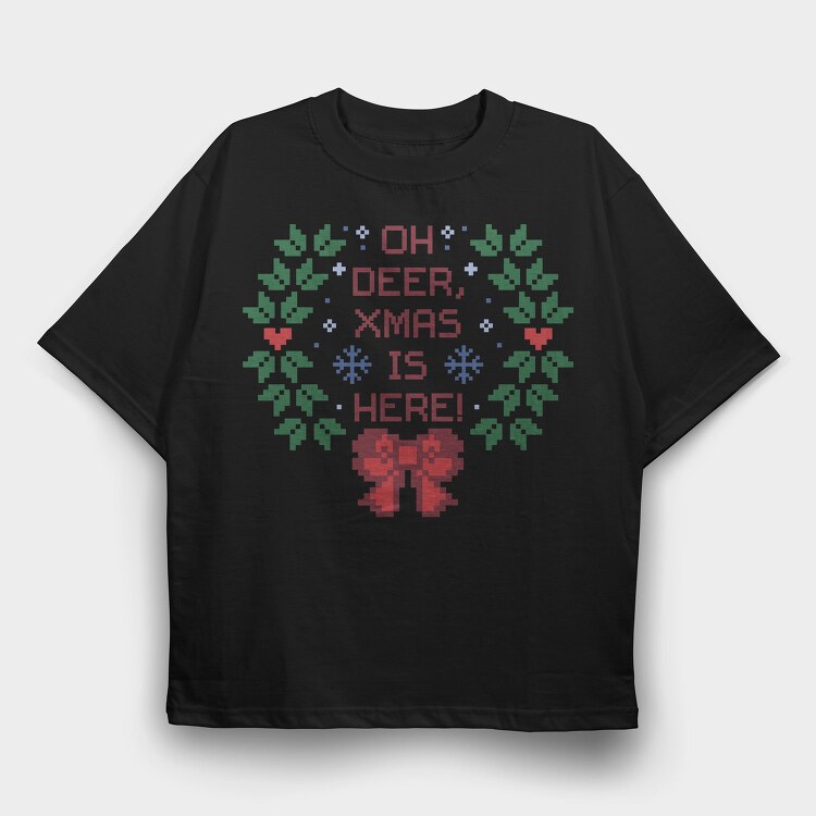 Oh Deer Xmas, Tricou Oversize Barbati (Unisex)