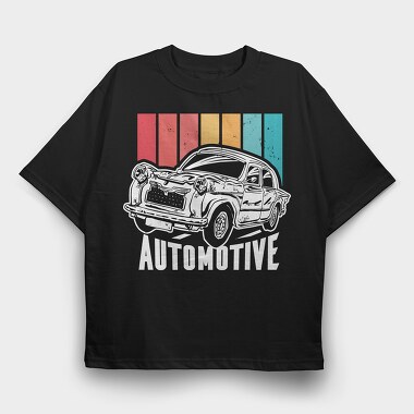Old Car Retro Sunset, Tricou Oversize Barbati (Unisex)
