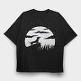 Dog Full Moon, Tricou Oversize Barbati (Unisex)