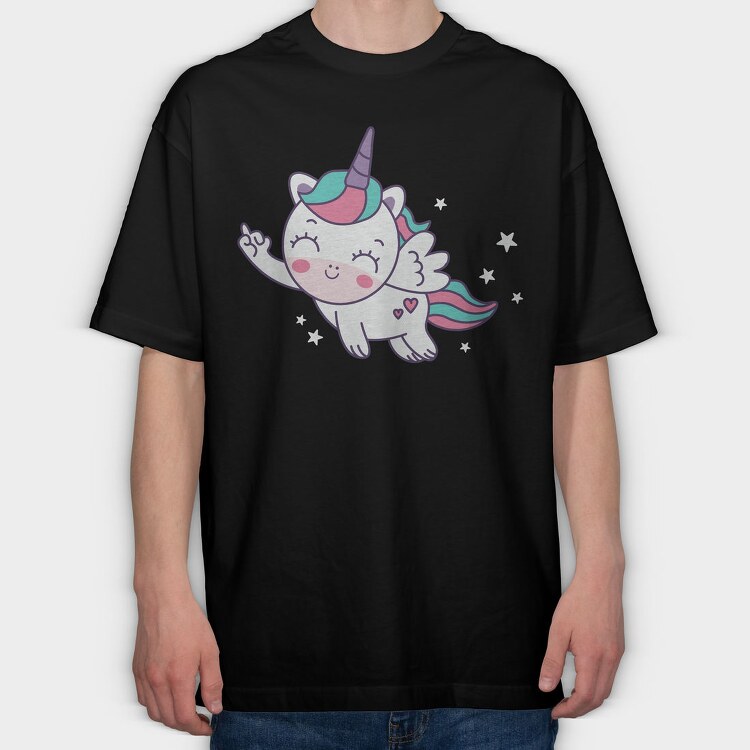 Cute Flying Unicorn, Tricou Oversize Barbati (Unisex)