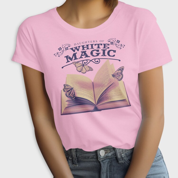Open Book And Butterflies White Magic Tote, Tricou Femei