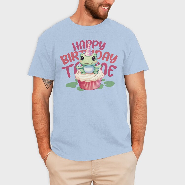 Cute Frog On Cupcake Birthday Mug, Tricou Barbati (Unisex)